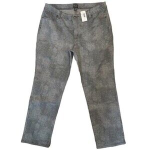 NWT CHICO'S Silver Python Lustrous Print Gray Slim Fit Jeans Size 3 Short